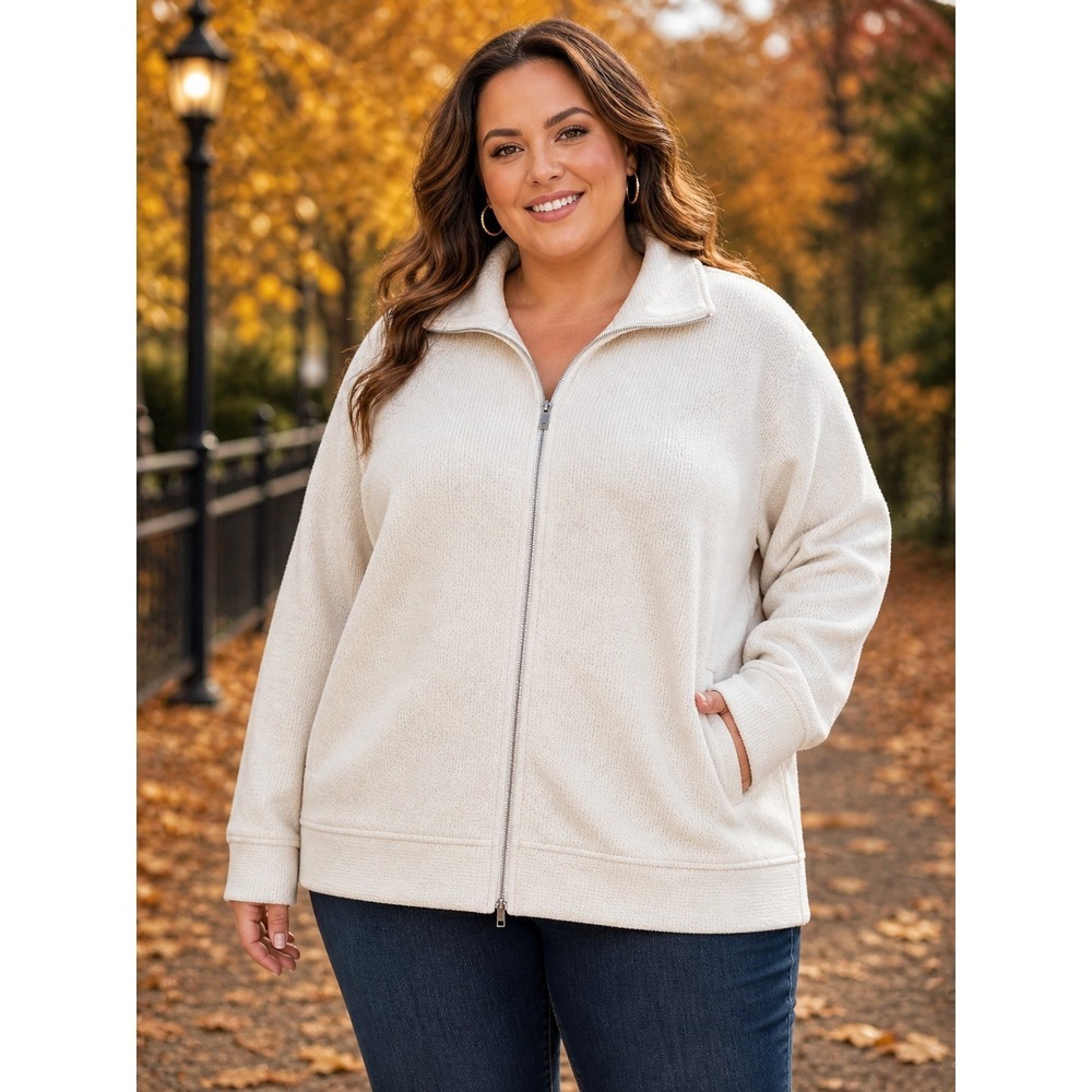 New Calia White Zip Jacket Womens Size XXL Activewear Athleisure Gym Fall